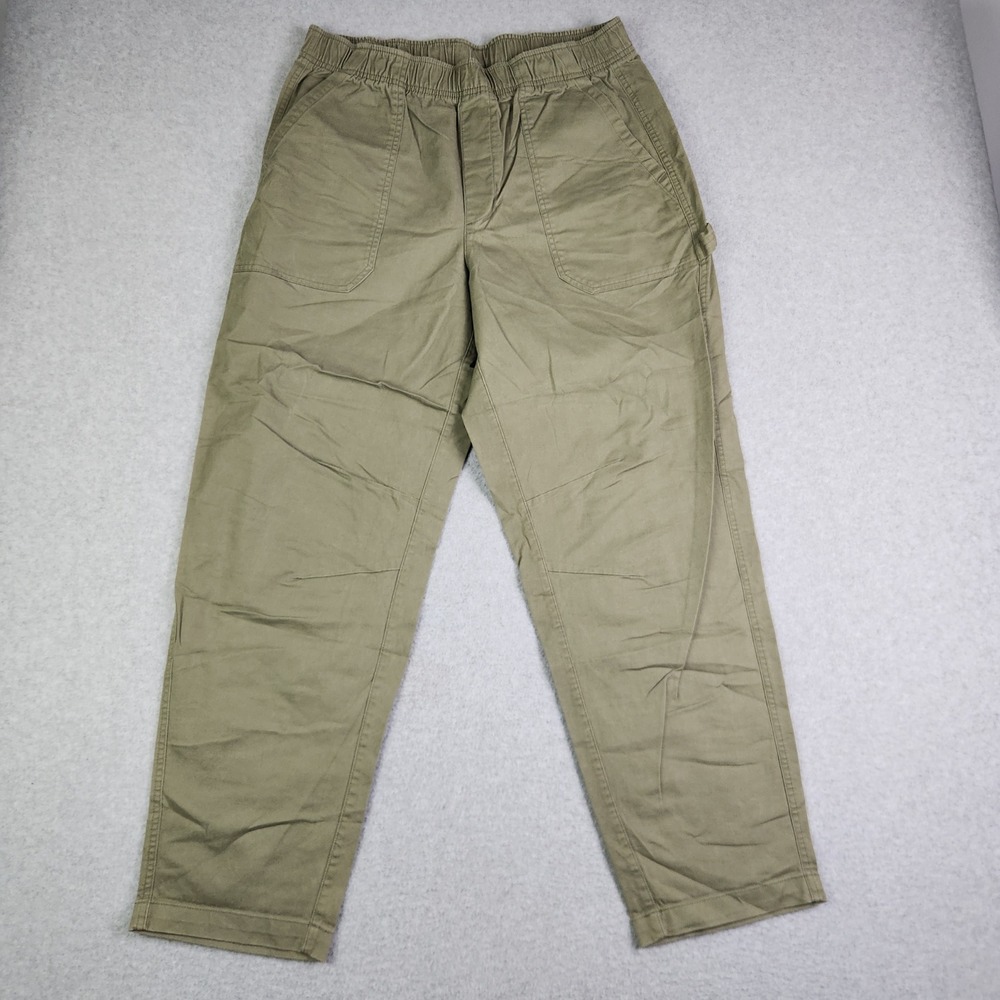 Old Navy Carpenter Pants Mens L Tall Olive Green Comfort Waistband Utility Twill